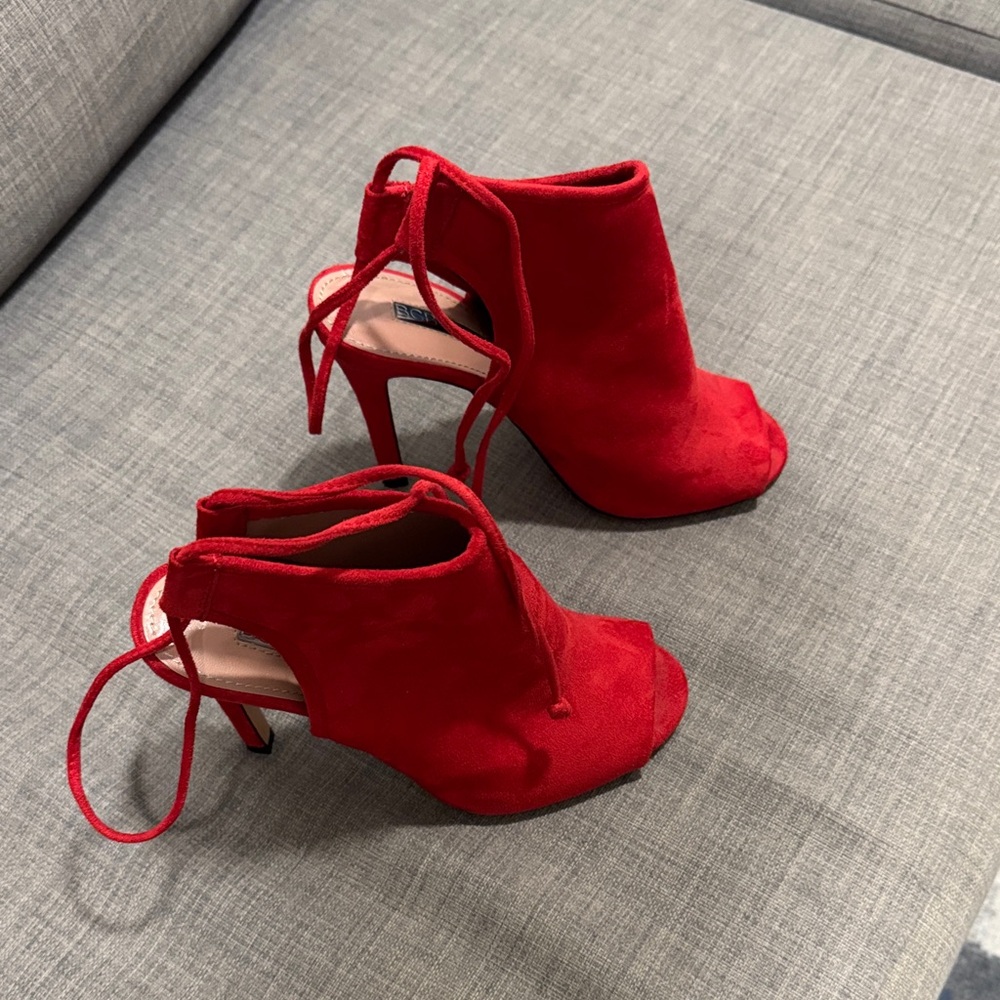 BCBG Generation Red Peep-Toe Stiletto Heels